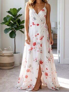 The Jetset Diaries White Floral Wrap Dress /gown